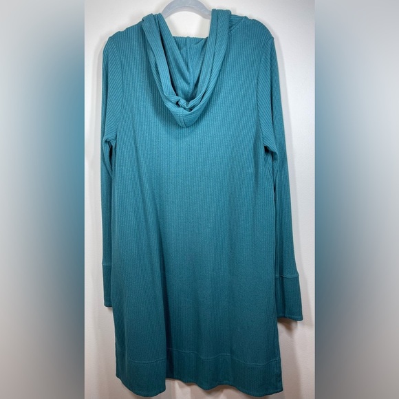 ATHLETA Women’s Pranayama Long Ribbed Hooded‎ Cardigan Teal Size Medium - Picture 9 of 11